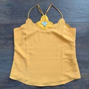 J Crew Scalloped Camisole Tank Top Yellow Racerback Size 6